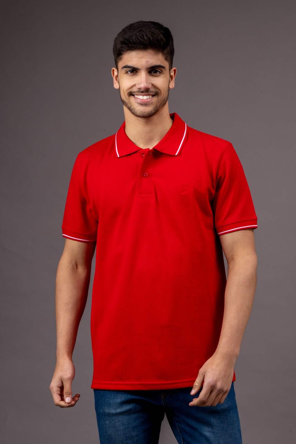 Men's Red Half Sleeves Polo Plain Casual T-Shirt