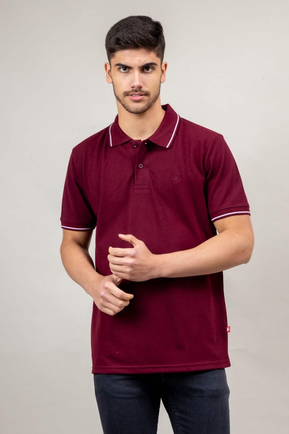 Men's Wine Half Sleeves Polo Plain Casual T-Shirt
