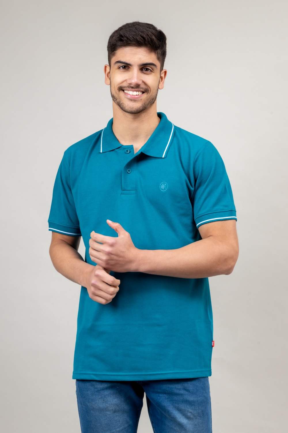 Men's Petrol Half Sleeves Polo Plain Casual T-Shirt