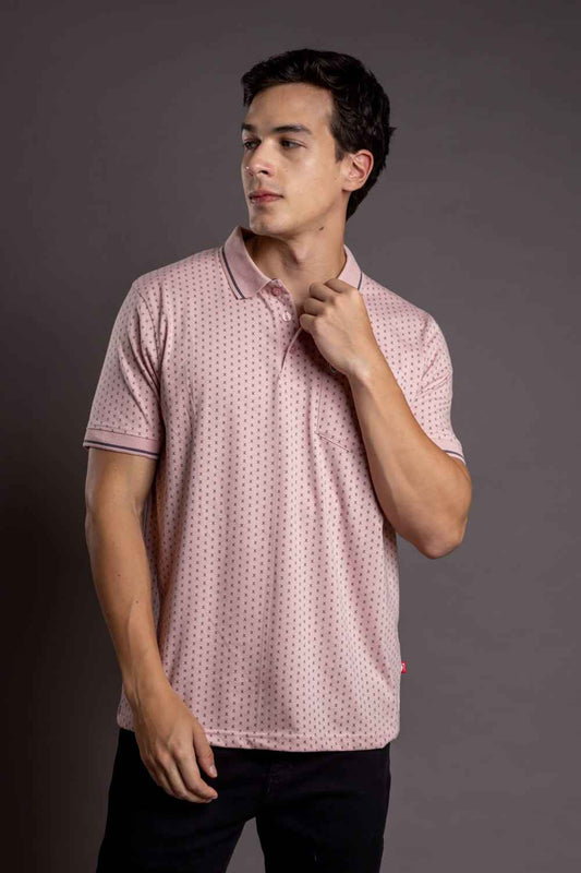 Men's Printed Half Sleeves Polo Casual T-Shirt With Tipping