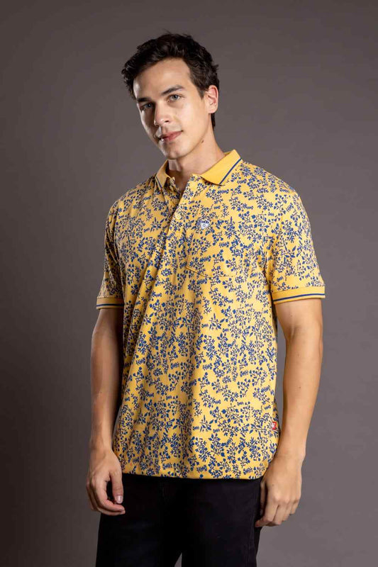 Men's Printed Half Sleeves Polo Casual T-Shirt With Tipping