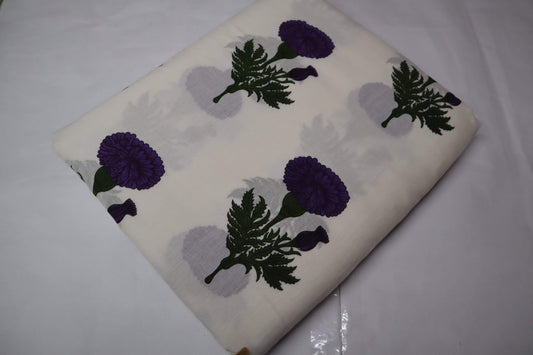 Screen Printed Purple Mughal Butta Pure Cotton fabric-fabric bazaar-