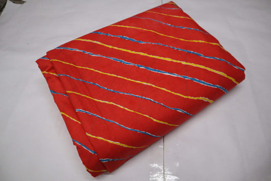 Screen Printed Redish Leheriya Pure Cotton fabric-fabric bazaar-