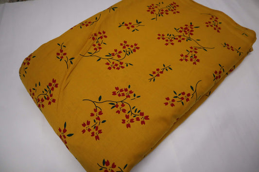 Screen Printed Yellow Pure Cotton fabric-fabric bazaar-