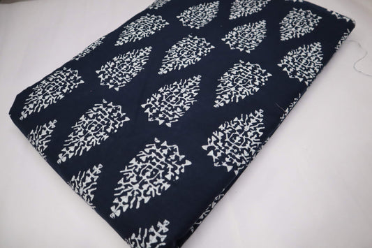 Screen Printed Indigo Blue Pure Cotton fabric-fabric bazaar-