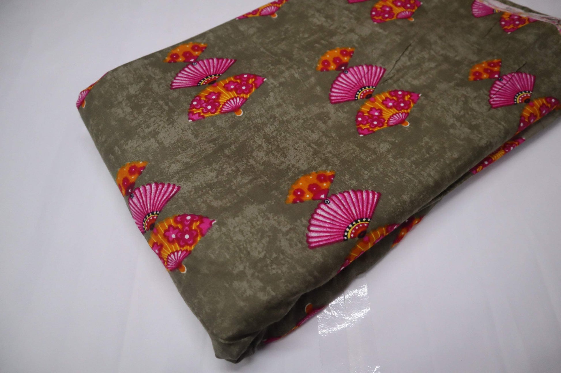 Screen Printed Floral Rayon Fabric-fabric bazaar-