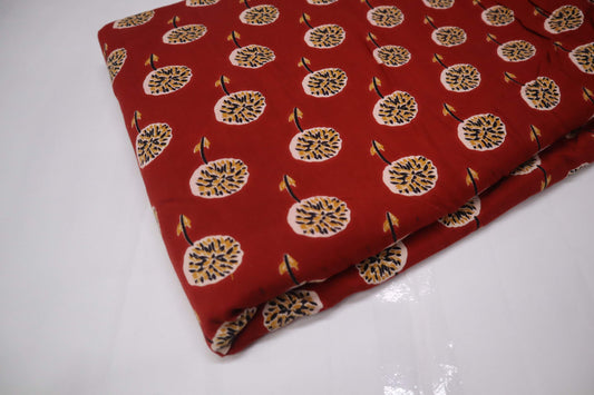 Screen Print Red Floral Rayon Fabric-fabric bazaar-