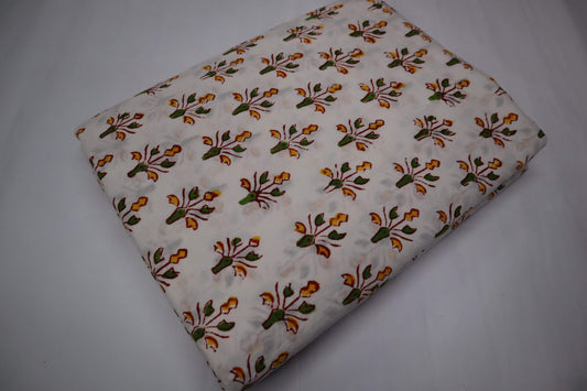 Handblock Printed Natural dye Floral Soft Cotton fabrics-fabric bazaar-