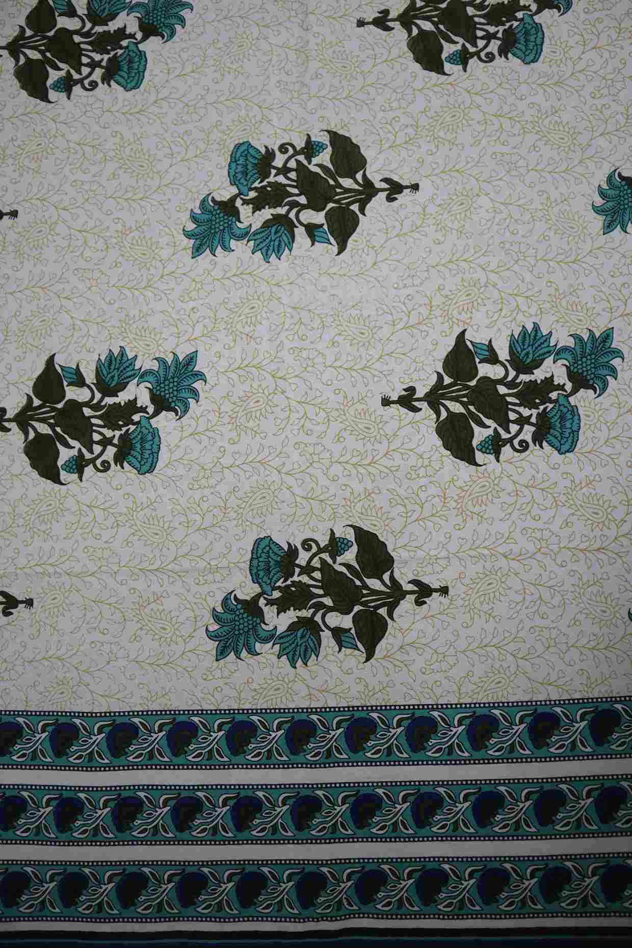 Mughal Print Pure Cotton Jaipuri Bedsheets for Double Bed with Pillow Covers, 90" x 108" King Size, 180 TC, Breathable and Skin Friendly