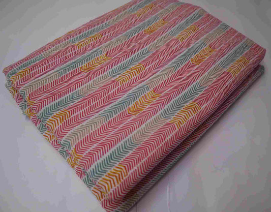 Screen Printed Stripe Pink Pure Cotton Cambric fabrics