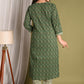 Screen Dark Green Printed Pure Cotton Kurti With Pant Set