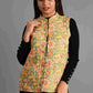 Winter Green Sleeveless Reversible Jaipuri Cotton Quilted Jackets For Women