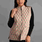 Winter Cream Sleeveless Reversible Jaipuri Cotton Quilted Jackets For Women