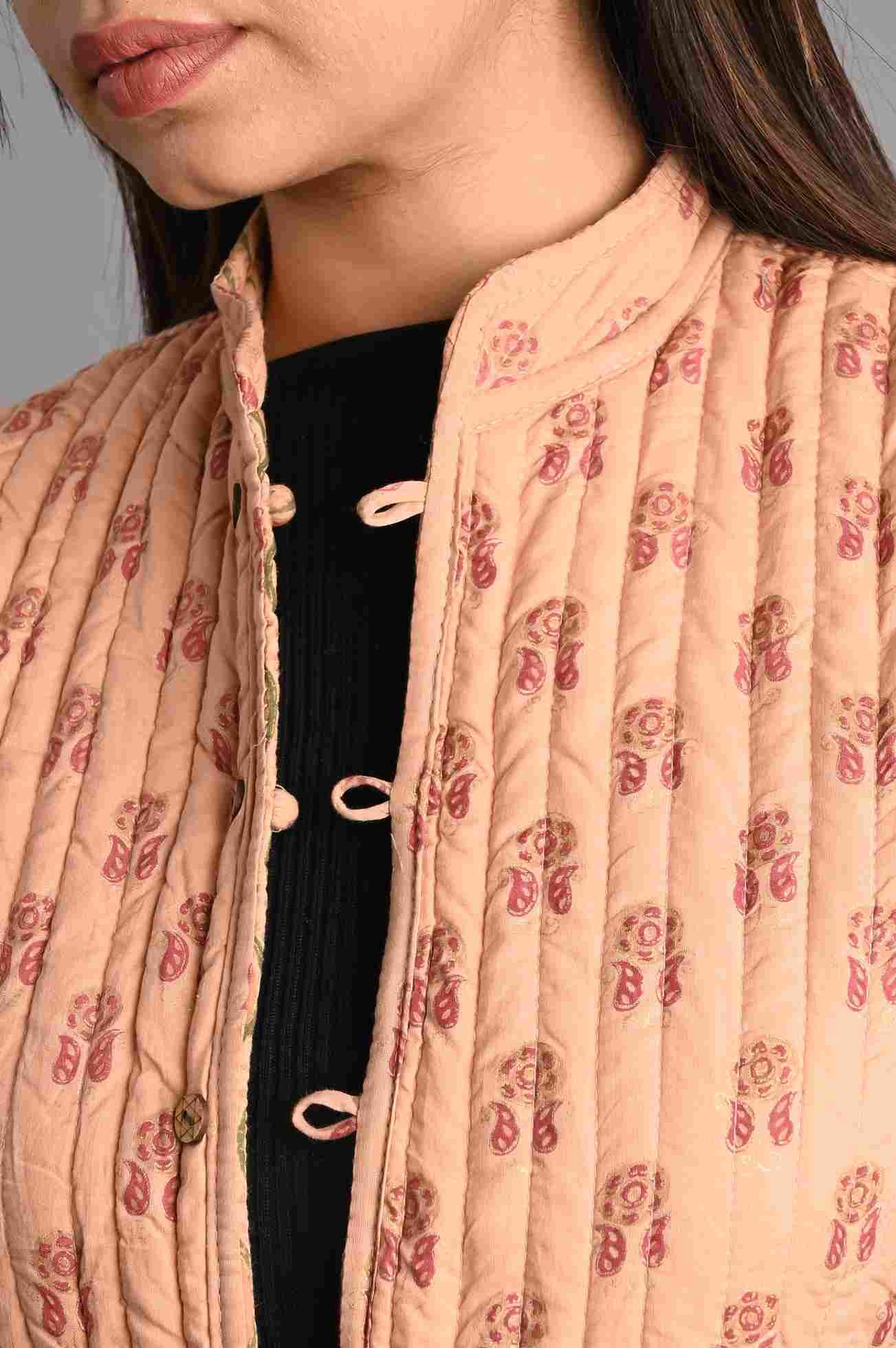 Winter Sleeveless Reversible Jaipuri Cotton Quilted Jackets For Women