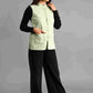 Winter Pista Green Sleeveless Reversible Jaipuri Cotton Quilted Jackets For Women
