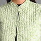 Winter Pista Green Sleeveless Reversible Jaipuri Cotton Quilted Jackets For Women