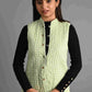 Winter Pista Green Sleeveless Reversible Jaipuri Cotton Quilted Jackets For Women